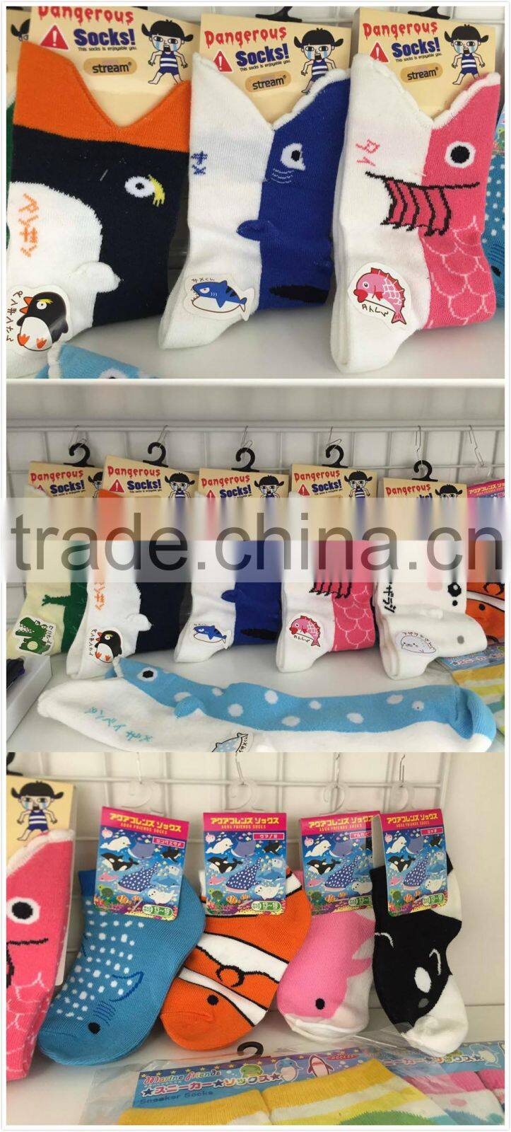 oem scan New design cotton tube socks for children cartoon fish style colorful