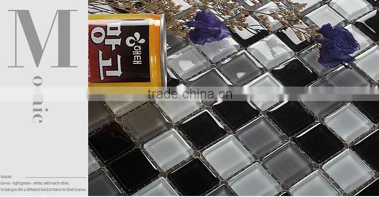 Cheap Black, White and Grey crystal glass mosaic tile with good quality