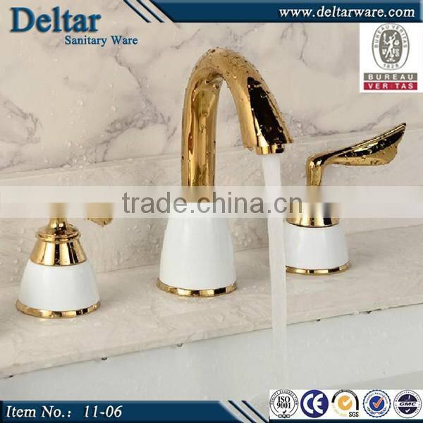 golden water mixer for bathroom, white marble Waterfall Bathroom Basin Mixer/faucet