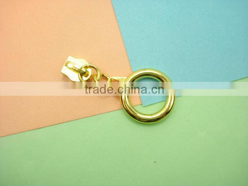 golden round metal zipper slider and puller jeans zipper puller