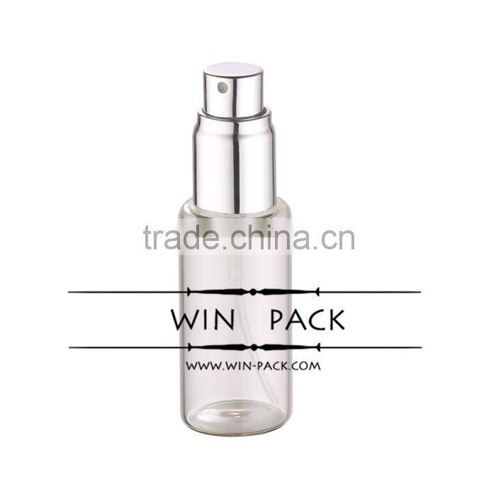 20ml 25ml 30ml 35ml glass vial for perfume with silver sprayer and silver cap