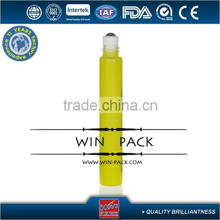 1oz yellow color roller bottle with metal black cap