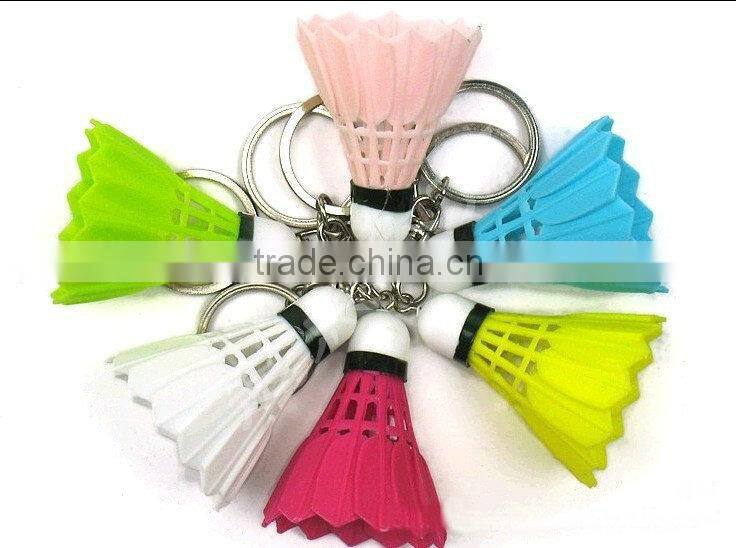 Colorful real feather badminton key /ring chain, cheap price promotion badminton keychain