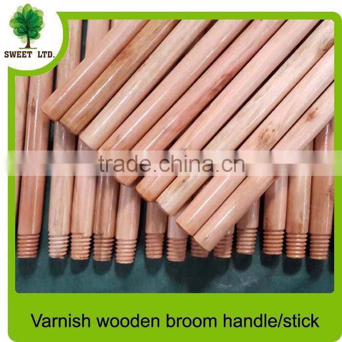 Varnished mop handle / wood broom stick / straight wooden broom and mop stick