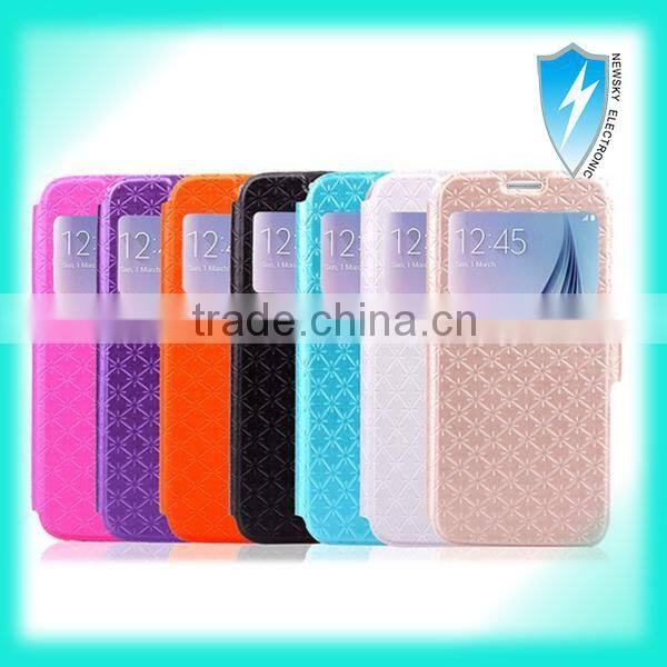 For Samsung S6 leather Flip case Wallet Stand Case with PU Leather and Card Slots