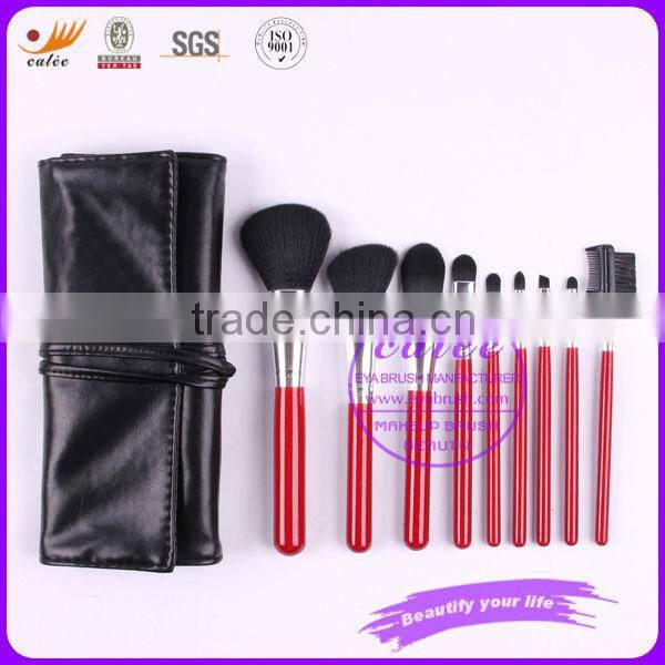 9pcs Cosmetic Brush Travel Set with Black Bag
