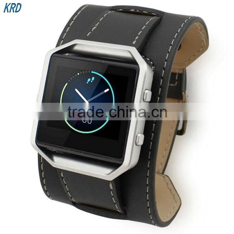 High Quality Cuff Bracelet Watchband Leather Strap For Fitbit Blaze Smart Watch