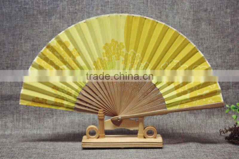 promotional cotton cloth Japanese hand fan bamboo fan customized