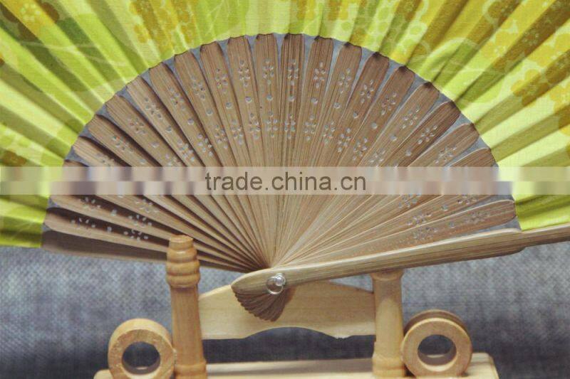 promotional cotton cloth Japanese hand fan bamboo fan customized