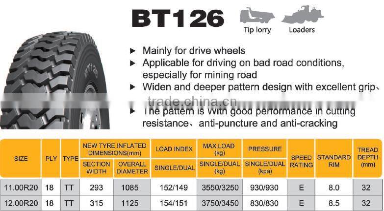 otr radial tyre for mining road BT126
