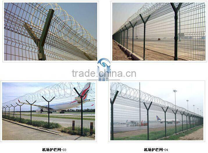 heavy duty razor barbed triangle bending welded wire airport fence with Y post