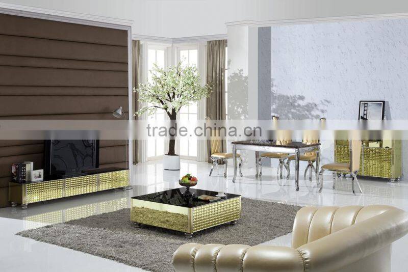 Elegant 304 Stainless Steel TV Cabinet And Coffee Table