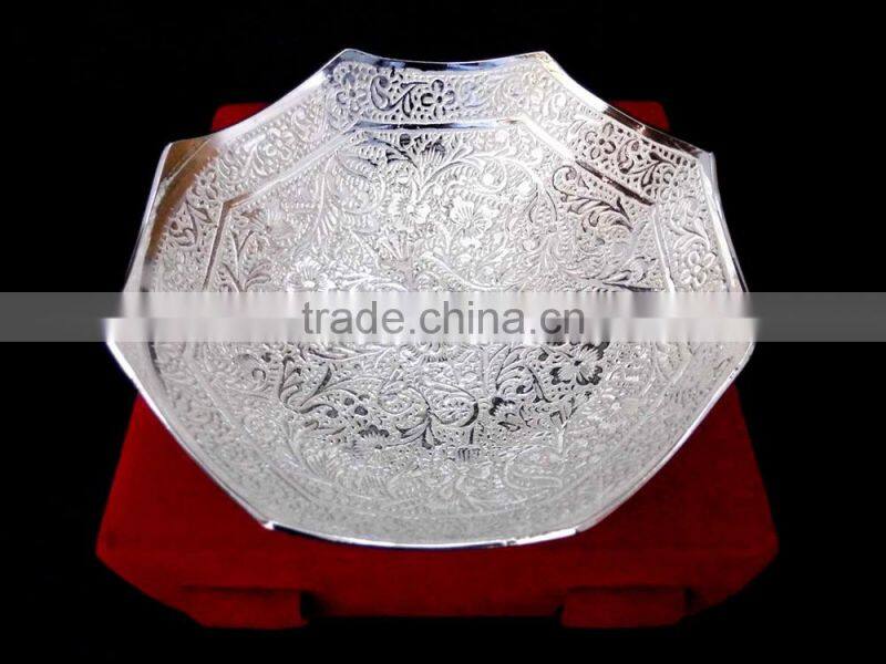 Beautiful gift item, return gift, home and garden decoration brass gold and silver plated bowl