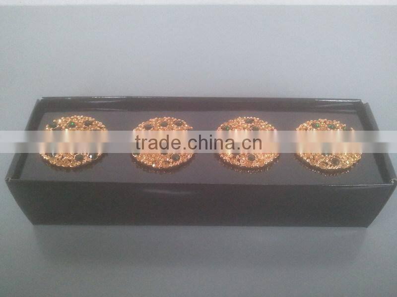 beaded gold plated masaic napkin ring for dining table decoration