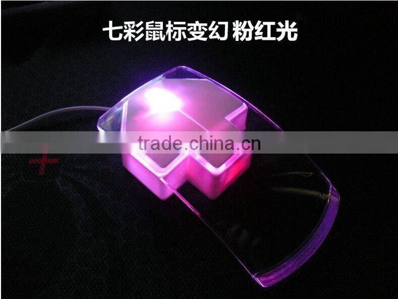 Latest LED Clear wired mouse Colorful Transparent LED Mouse