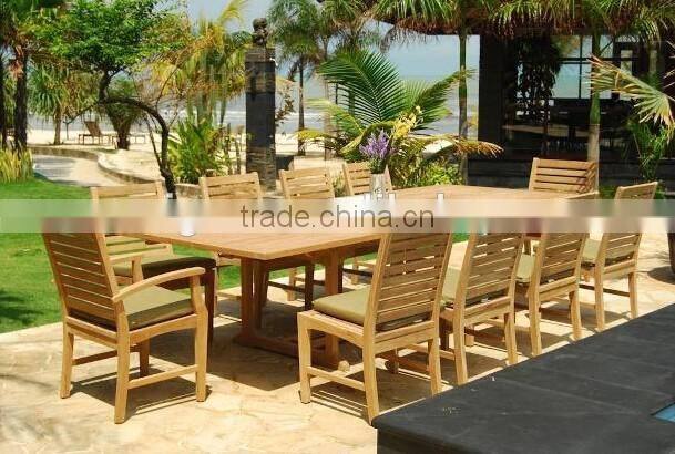 Garden furniture outdoor teak wood dining long wood table and chairs