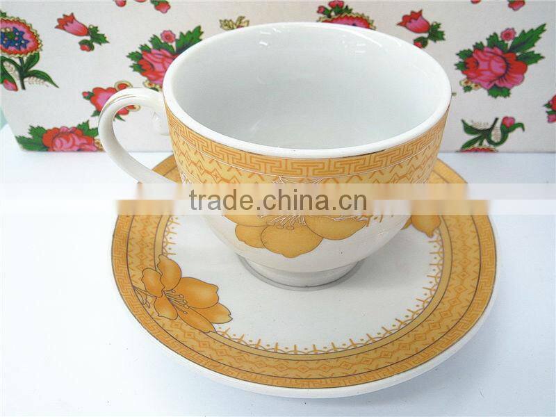 round porcelain ceramic tea coffee cup and saucer set