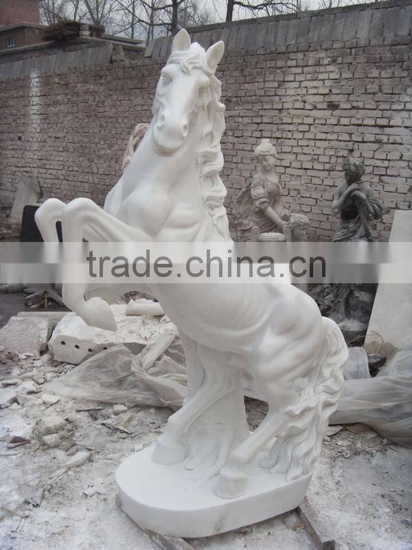 The black marble carving animal horse statue