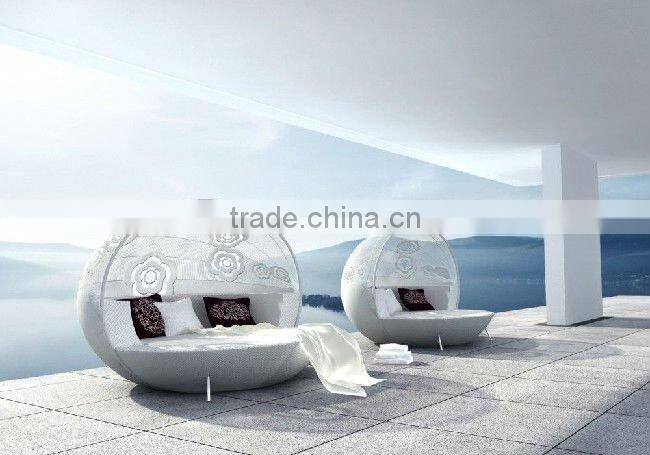 modern unique design round rattan lounge bed