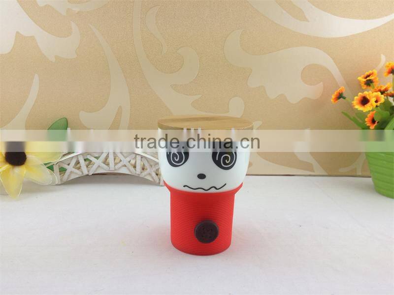 silicone cup with wood lid ceramic coffee cup