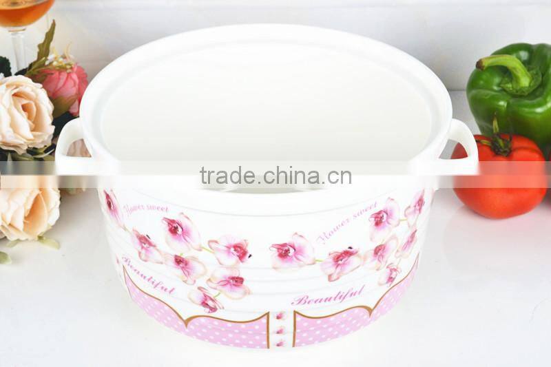 9" porcelain round microwave saucepan with glass lid