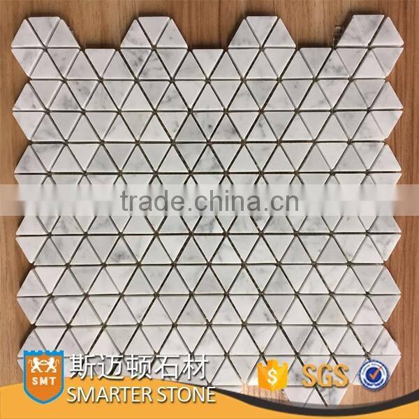 Carrara white honed finish triangle marble mosaic triangle shape