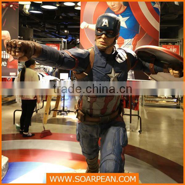 Custom Captain America life-size fiberglass statues for window display