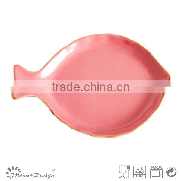 wholesale solid color glazed fish shape plate