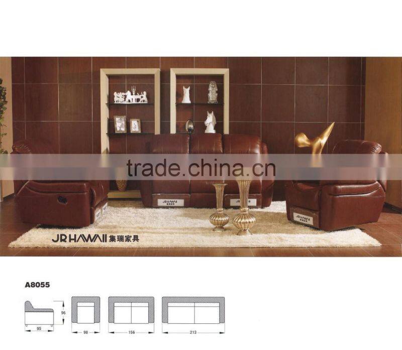 JR8055 modern Luxury Italian full thick soft cow leather living room cheap recliner sofa set