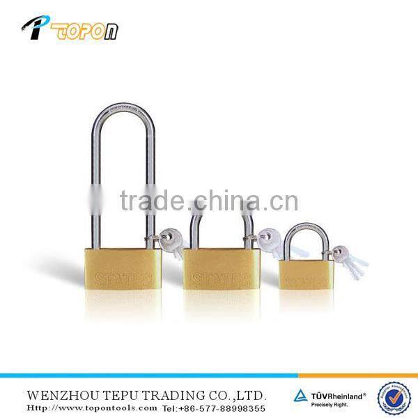 Low moq 3 keys brass plating grey Iron padlock with logo made in China