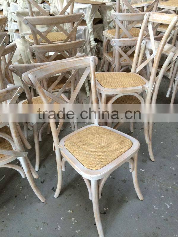 wholesale wood X cross back dining chair with cushion for living room