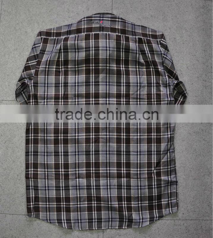 high quality 100%cotton men's long-sleeve checked casual shirts