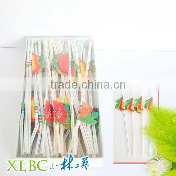 Party item flexible decorative bar straws with pear