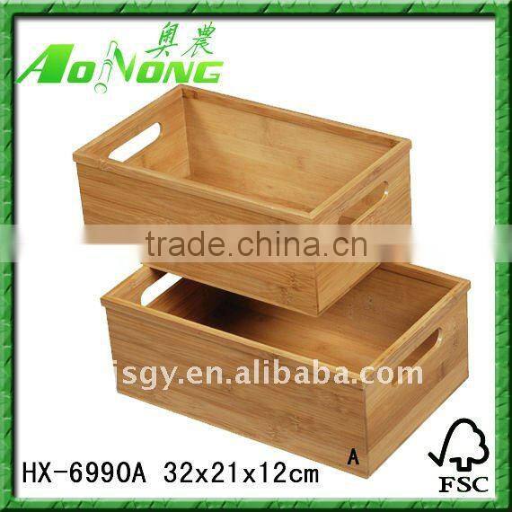 Natural bamboo storage box with lid