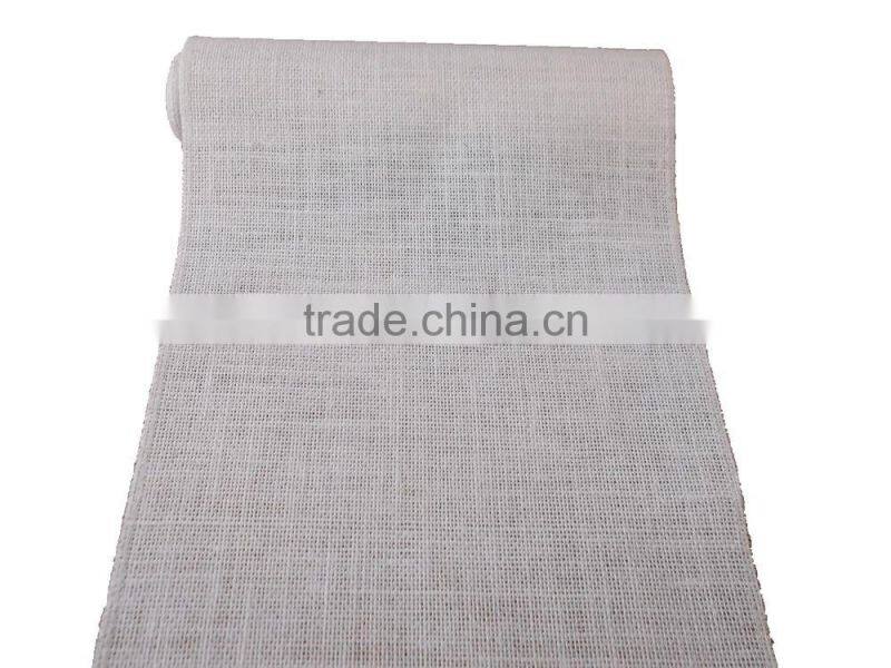 30cm*300cm white color burlap runner sewn edge on small rolls