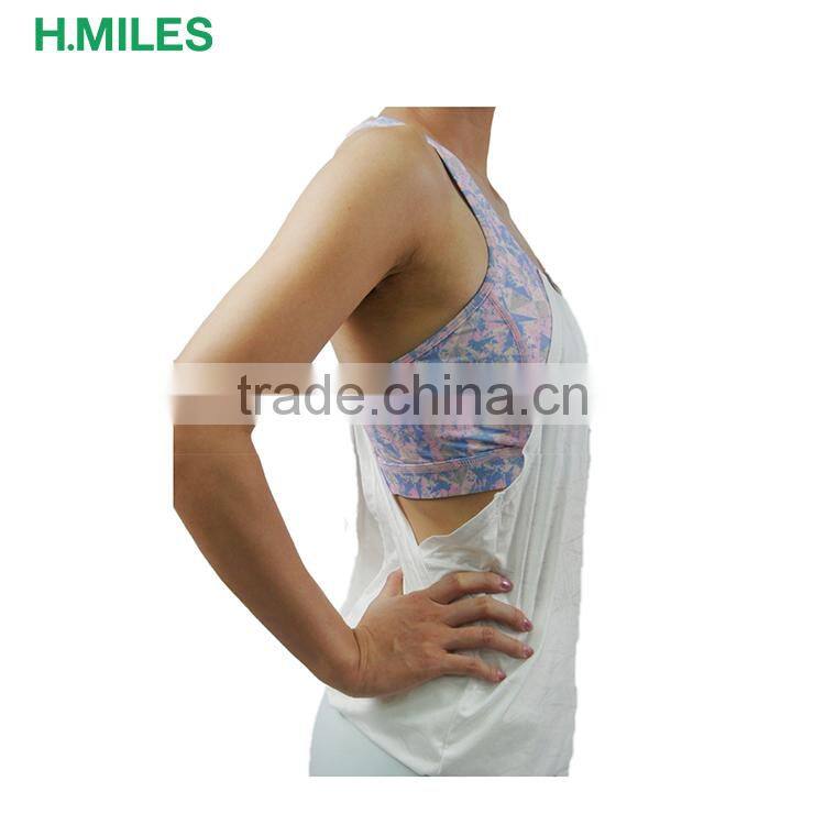 Summer ladies white backless fitness wear Tee Tank TankTops