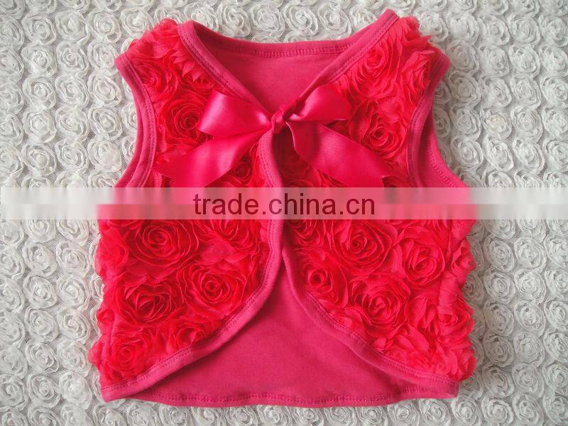 2015wholesle baby clothes, kids petti top rosette shrug ,kids costume made in china