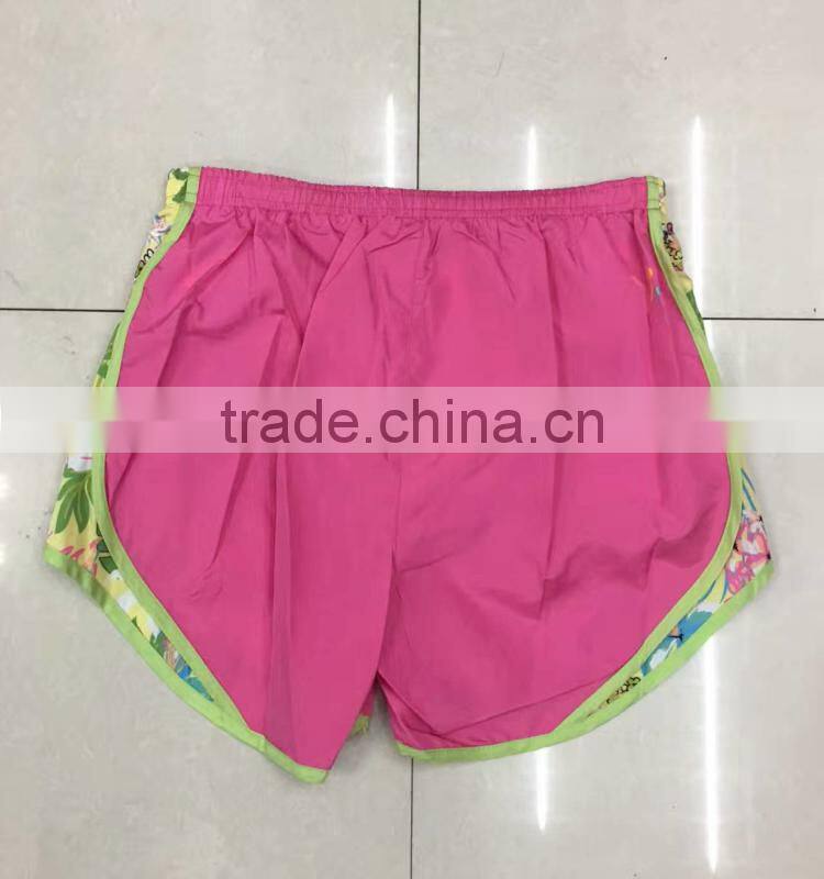 Clothing inventory women 100%polyester contrast sports shorts