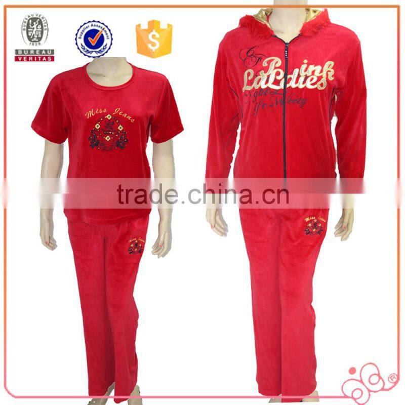 China supplier winter 3-piece red pretty womens sportswear set