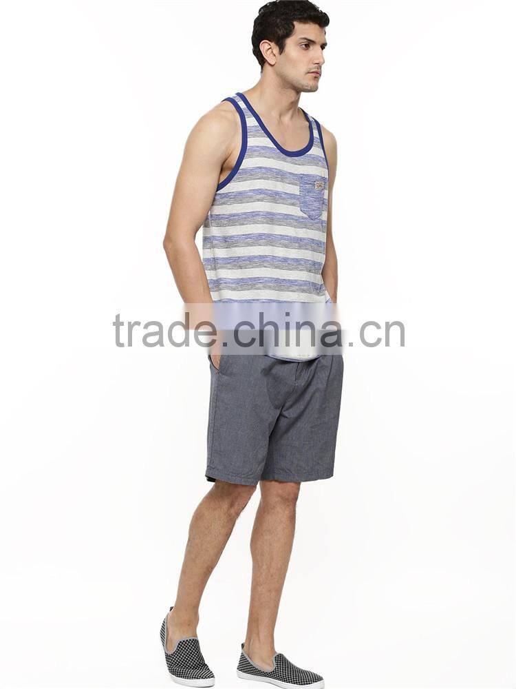 Mens slub striped in bulk vests with pocket wholesale