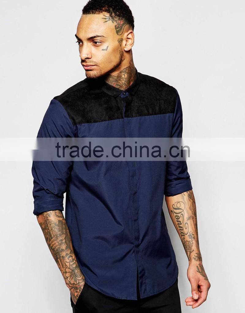 latest shirts With Faux Suede Panels