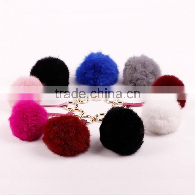 Fahsion Fox Head Faux Fur Keychain HandBag Rhinestone Pendant Charm Soft Car Key Ring 4 Colors fmq-11