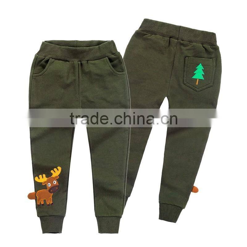 China Supplier Boy Trousers Wholesale100%Cotton Kids Wear Casual Children Embroidery Trouser Pants