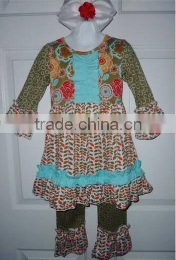 wholesale 2015 new arrive baby girl persnickety spring clothing set girl boutique caprie outfits girl persnickety cotton outfits