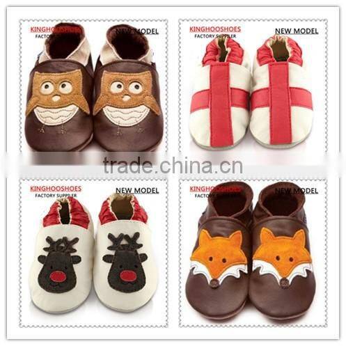 2016 fox design cute pattern genuine cow leather baby shoes