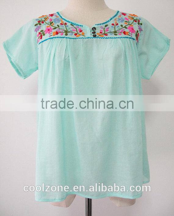 Wholesale Mexico manufacturers embroidered blouse ladies blouses
