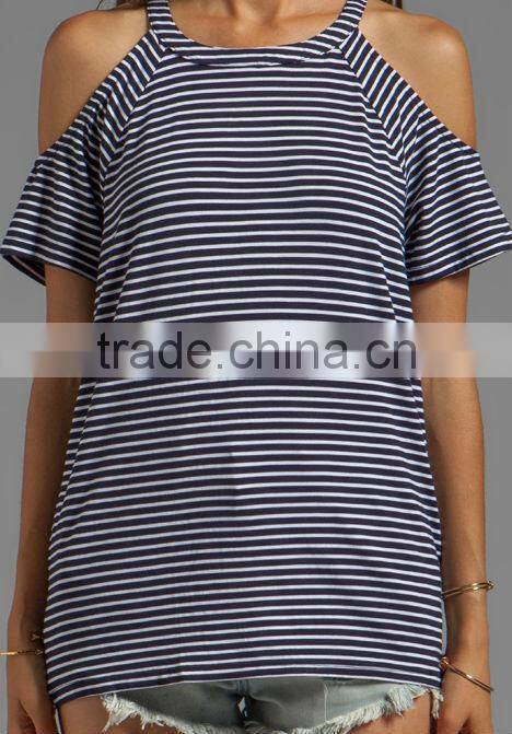 open shoulders stripe tee