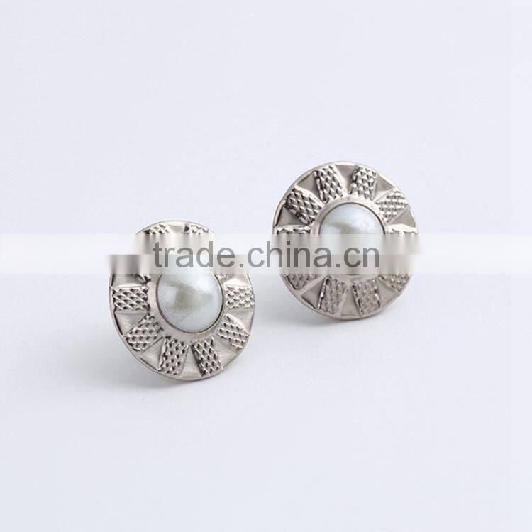 Wholesale Round Fashion Silver Jeans Rhinestone Button For Jeans