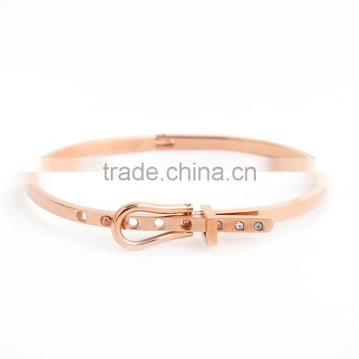 304 Stainless Steel Adjustable Bangles Bracelets Rose Gold Clear Rhinestone