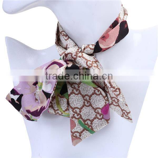 Chiffon Multifunction Skinny Scarf Multicolor Rectangle Flower